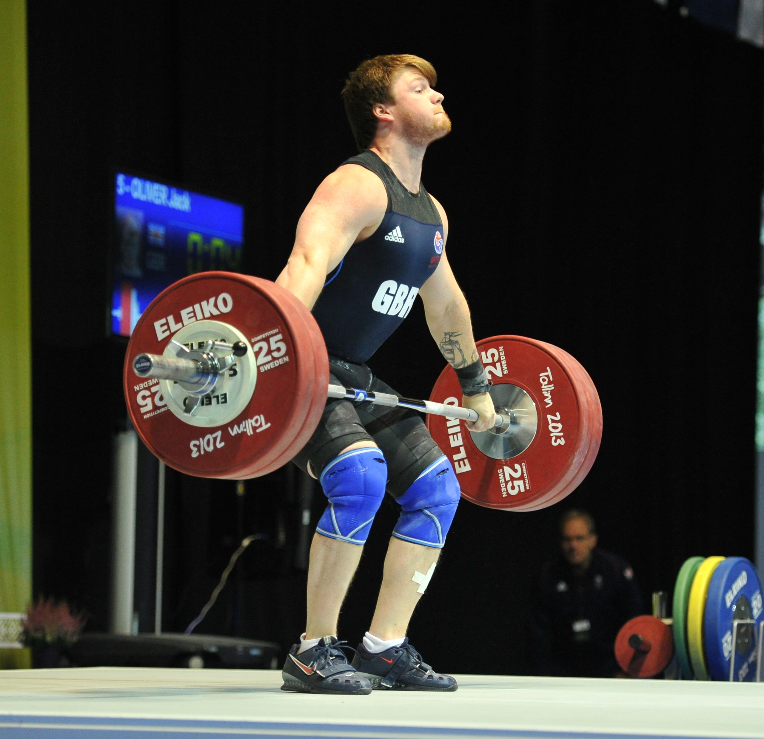GB international weightlifter Jack Oliver snatching at the 2013 European Junior Championships in Tallinn