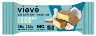Vievé Coconut Craze protein bar — 15g protein, high fibre, low sugar